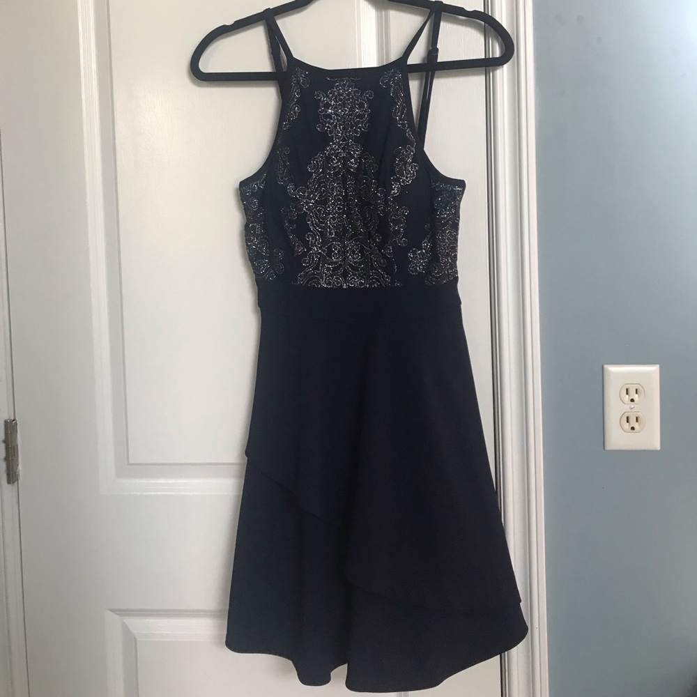 NAVY HIGH NECK DRESS